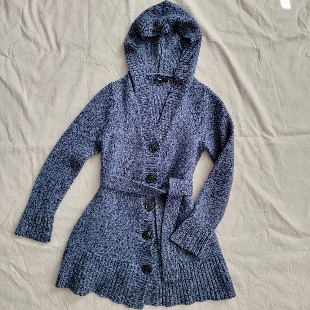 Merino Wool Hooded Cardigan with Wrap